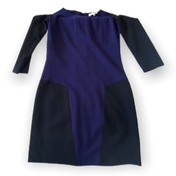 Sandro Paris Color Block Ponte Mini Dress, Purple/blue and Black, Size 1/S - Picture 8 of 14